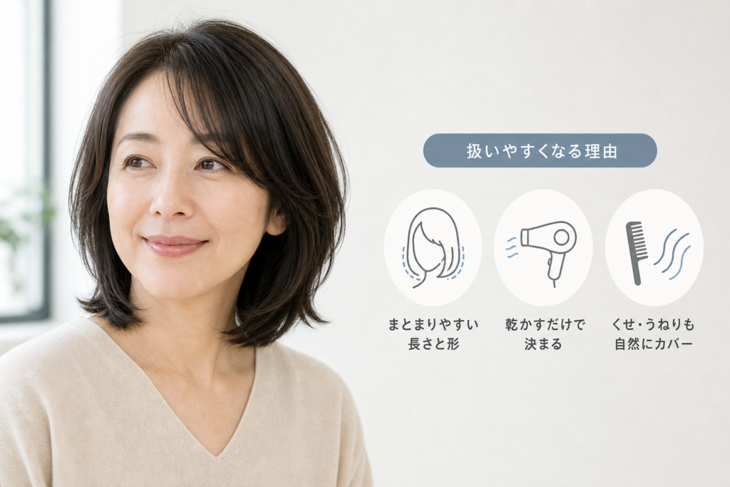 くせ毛・うねり・多毛の40代こそミディアムボブで手入れが楽になる理由