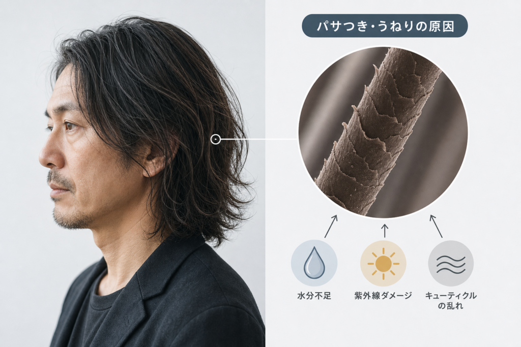 なぜ大人の長髪は不潔に見えるのか？毛髪科学から見るパサつきとうねり