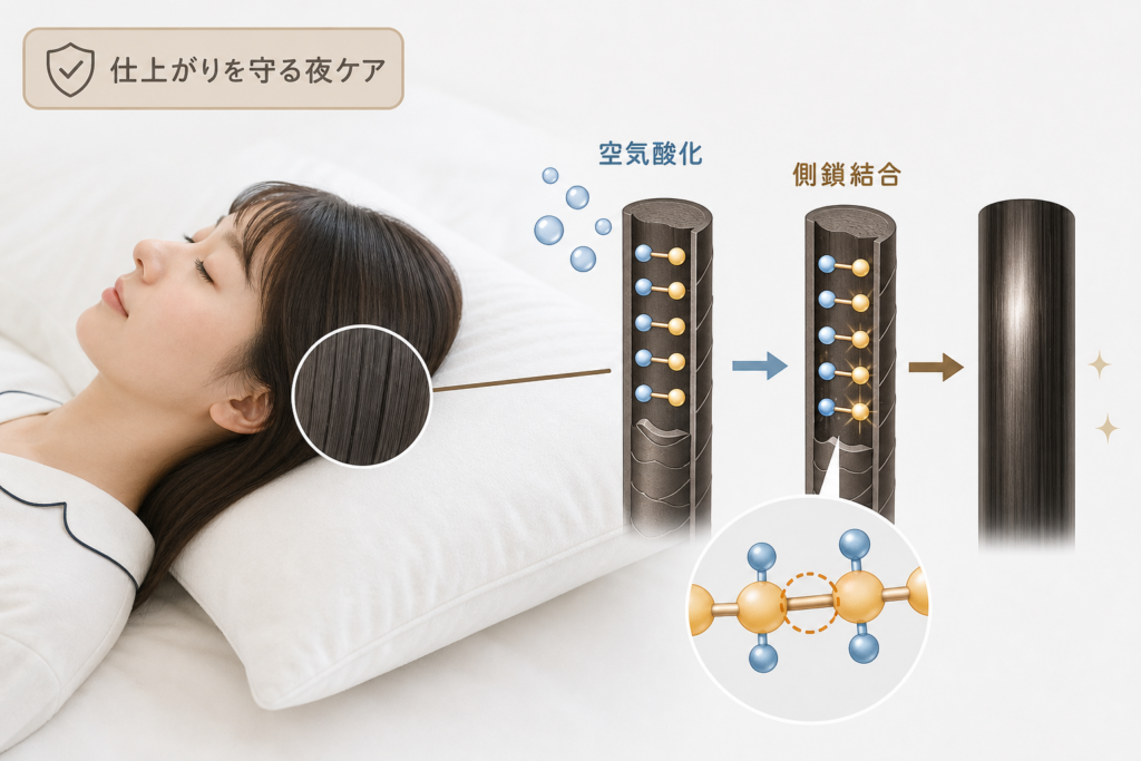 ストレートパーマをかけた日の寝方が仕上がりを左右する理由【空気酸化と側鎖結合】