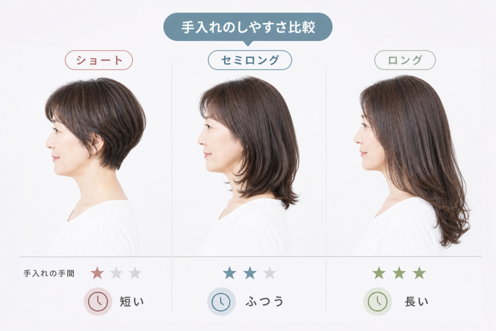 レングス別比較｜60代セミロングは本当に手入れが楽なのか
