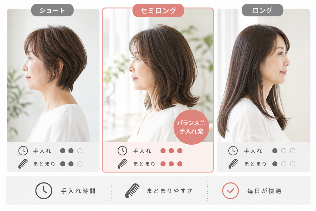 レングス別比較｜60代セミロングは本当に手入れが楽なのか