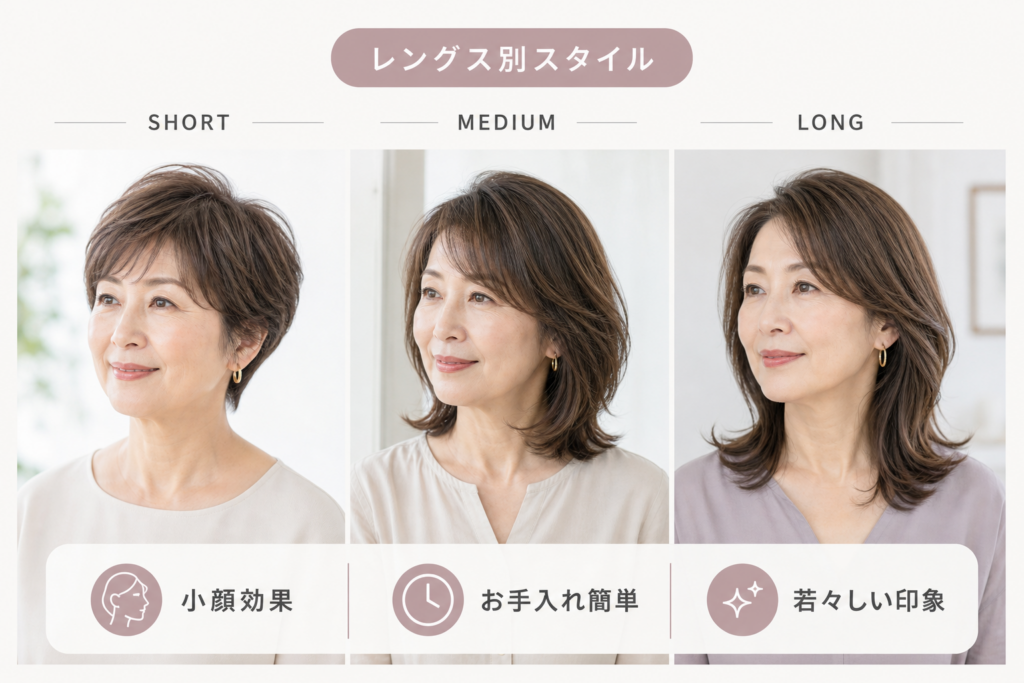 手入れが楽で小顔に見える!60代ぽっちゃり向けレングス別スタイル