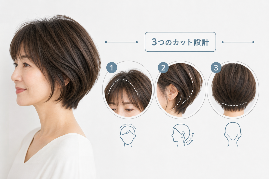 手入れが楽&若見えを両立する50代くせ毛ボブ「3つのカット設計」