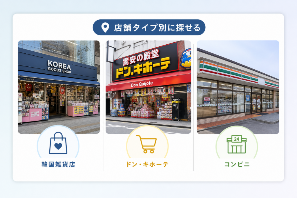 新大久保エリアの店舗タイプ別ガイド(韓国雑貨店・ドンキホーテ・コンビニ)