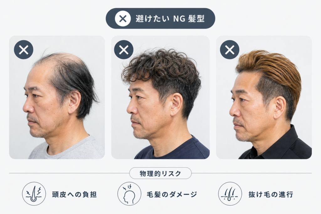 痛いおじさんを回避!50代男性がやってはいけないNG髪型と物理的リスク