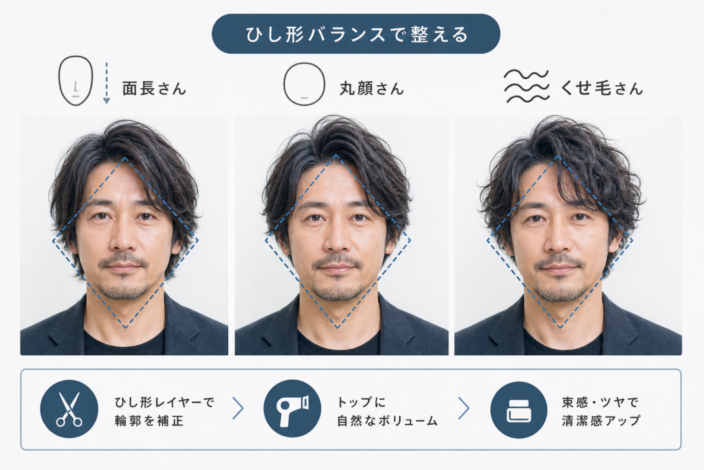 骨格・髪質補正!面長・丸顔・くせ毛を活かすひし形レイヤー設計
