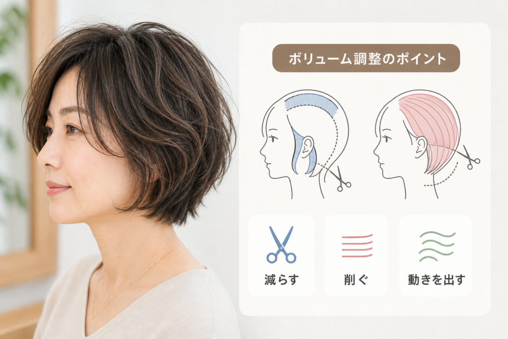 髪が多い・太い40代くせ毛さんのためのボリューム調整とスタイル選び